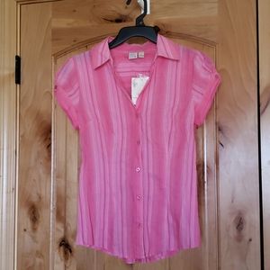 New Pink pin stripe button up top - NWT